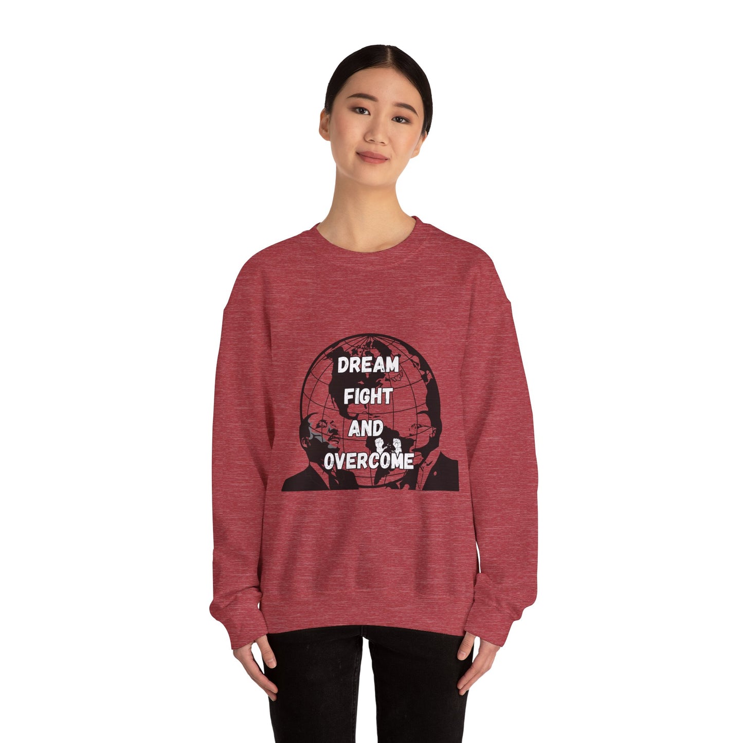 Inspiration Crewneck Sweatshirt - "Dream, Fight, Overcome" - Unisex Heavy Blend