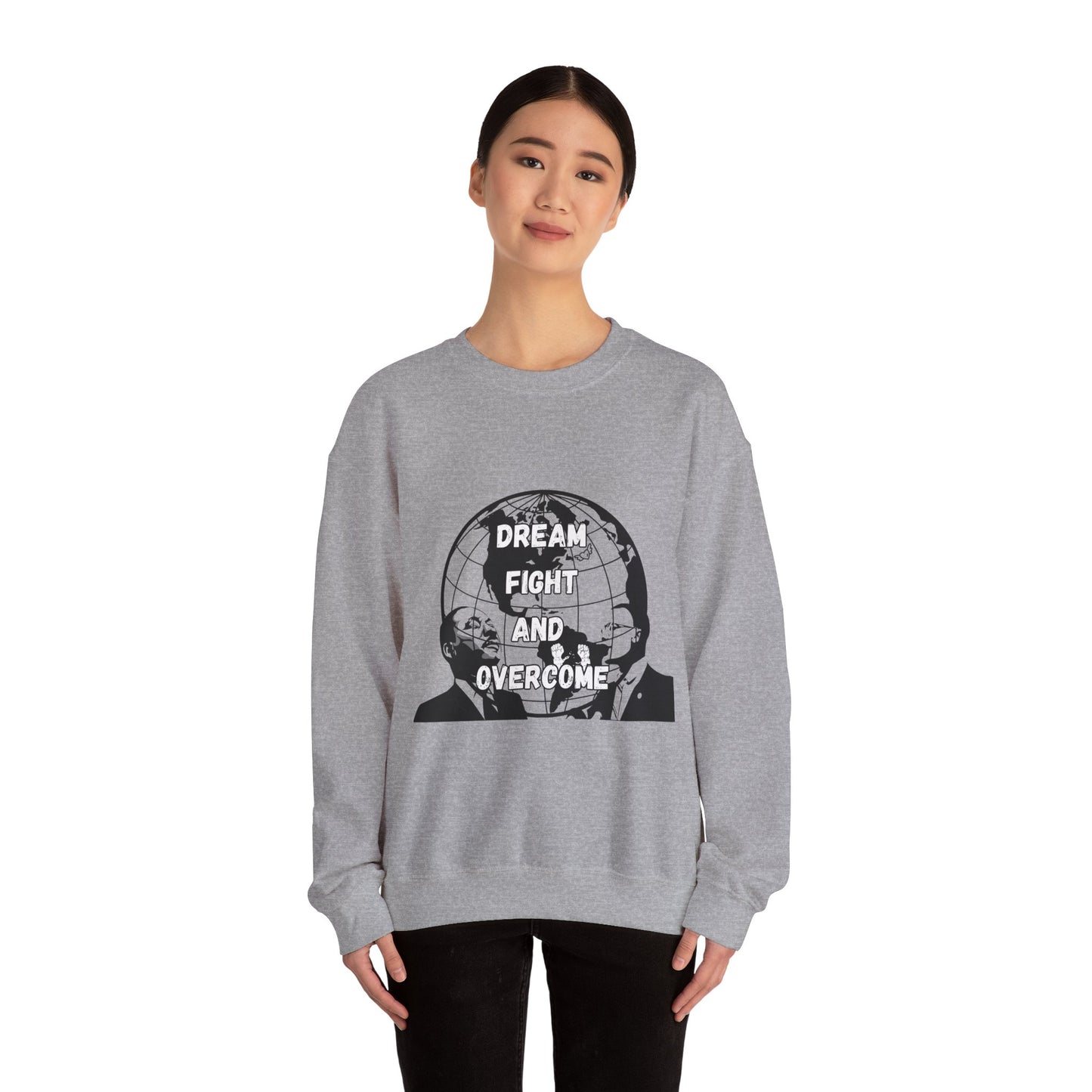 Inspiration Crewneck Sweatshirt - "Dream, Fight, Overcome" - Unisex Heavy Blend