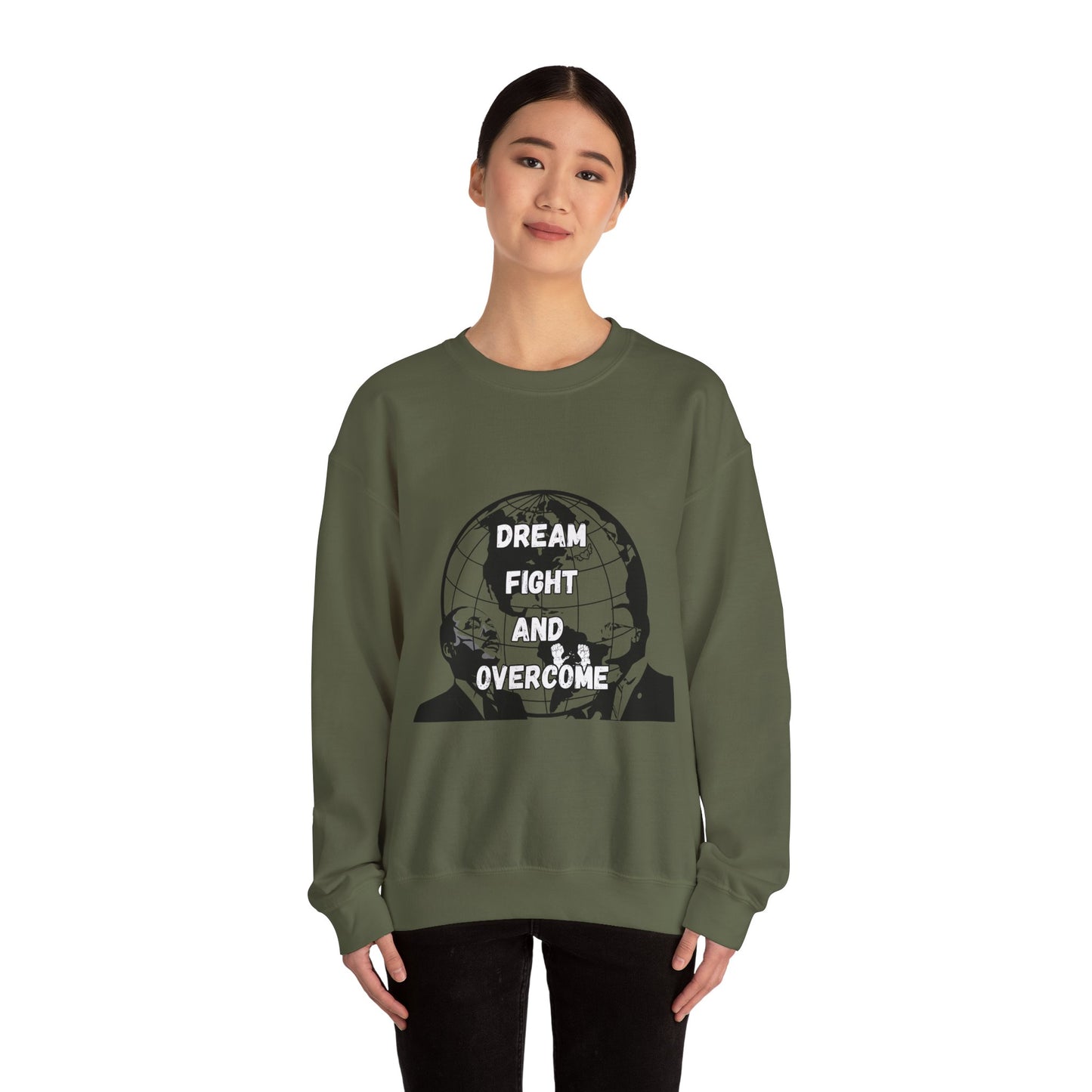 Inspiration Crewneck Sweatshirt - "Dream, Fight, Overcome" - Unisex Heavy Blend